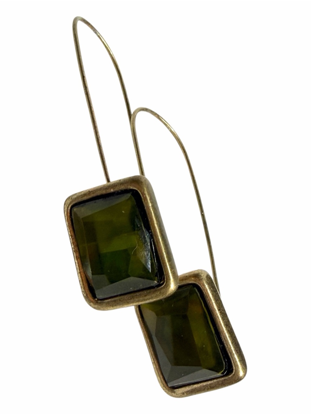 Earthy Green RLM Soho Drop Earrings Gold Tone Setting